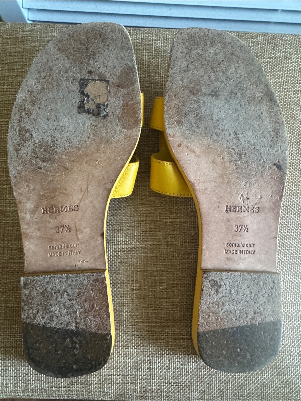 Yellow Leather Slide Sandals - Picture 2 of 2